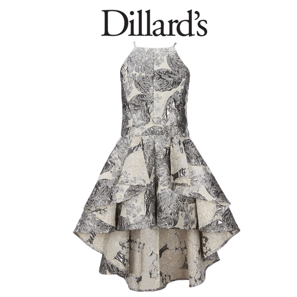 Dillard’s Sleeveless High Low Jacquard Romper